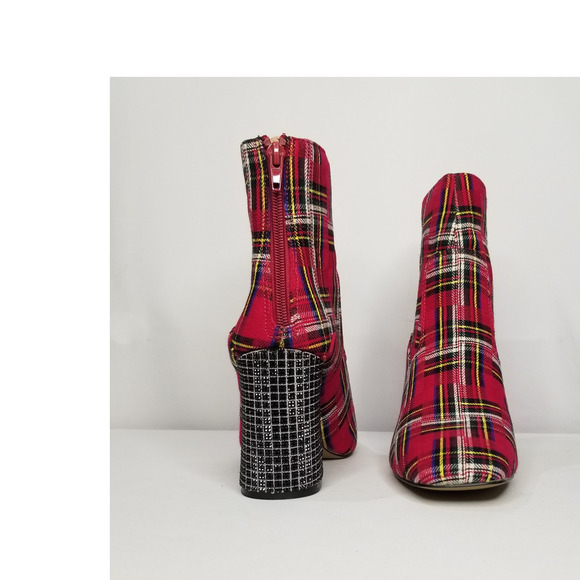 Betsey Johnson Women's Rayln Plaid Boots Size 8 Red/Silver/Black NWT - Picture 6 of 9